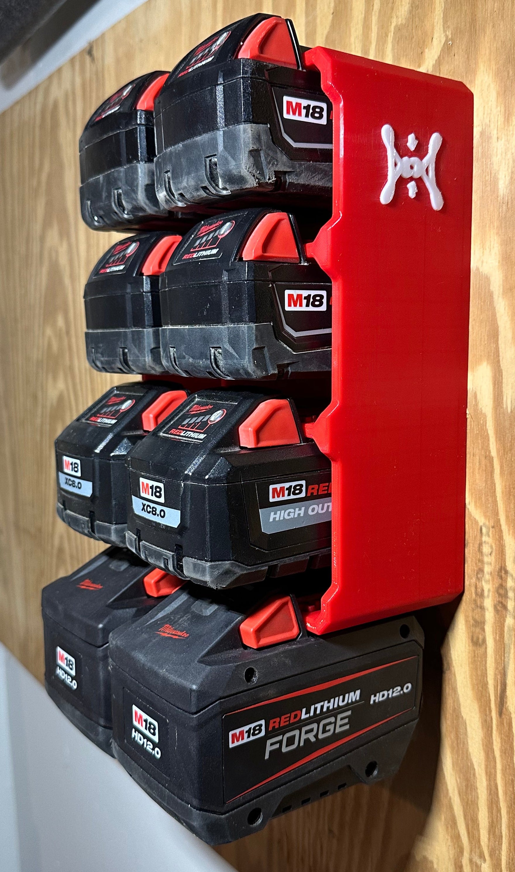 Milwaukee M18 Compatible 8-Bay Battery Rack Wall Mount