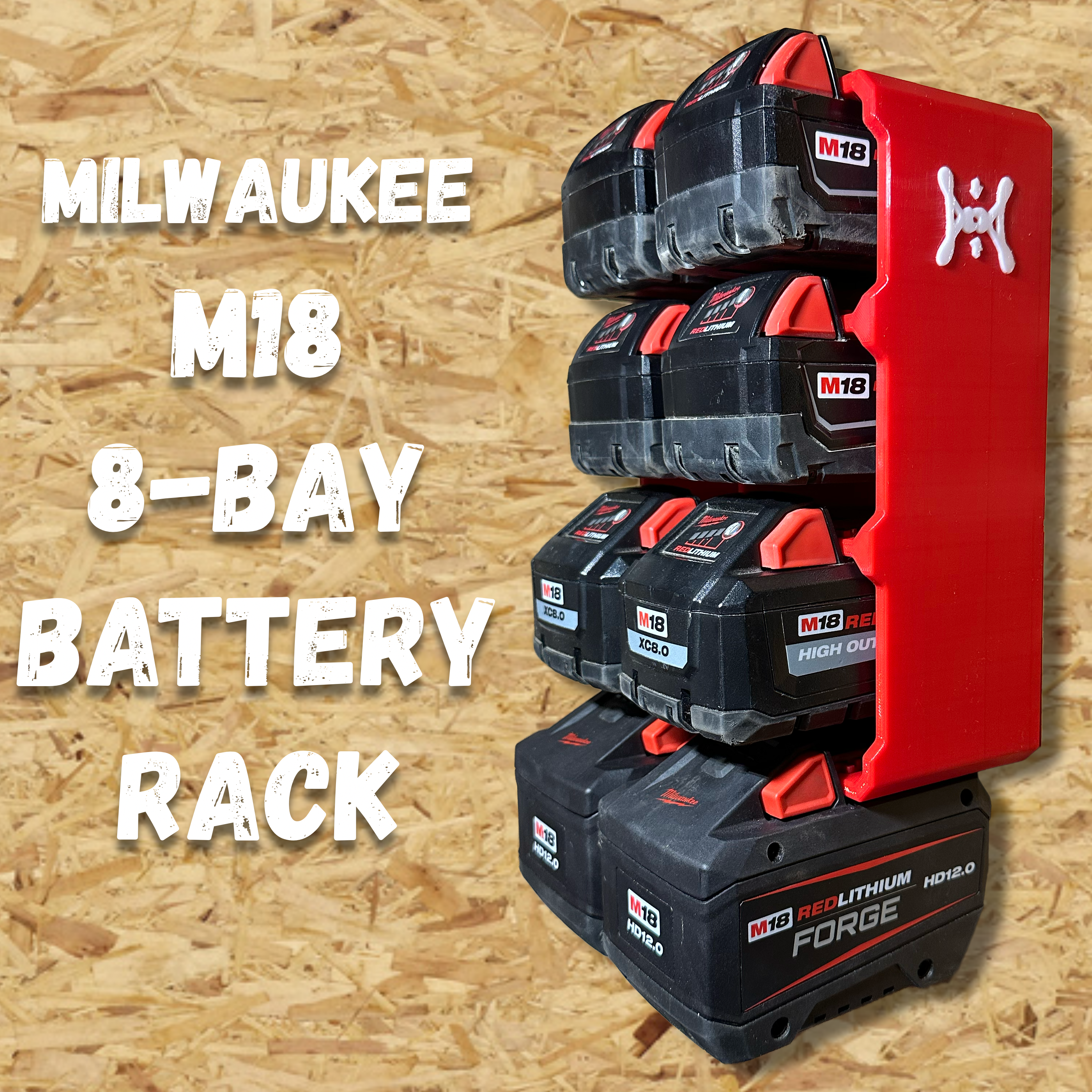 Milwaukee M18 Compatible 8-Bay Battery Rack Wall Mount