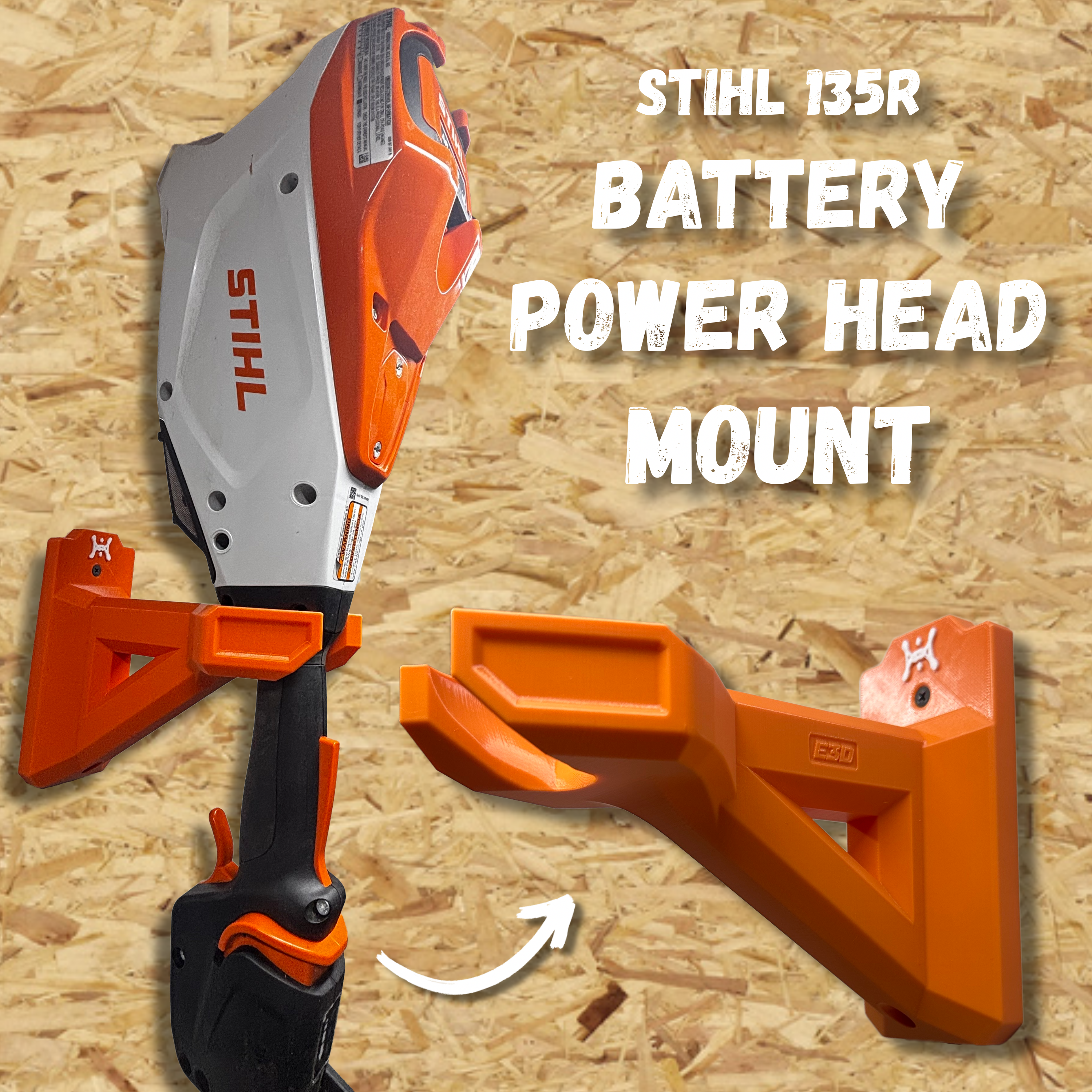 STIHL 135R Battery Power Head Compatible Wall Mount Hanger
